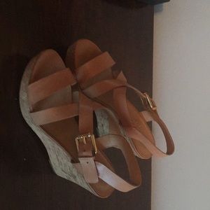 Shoes, franco sartro , leather upper, cork wedge